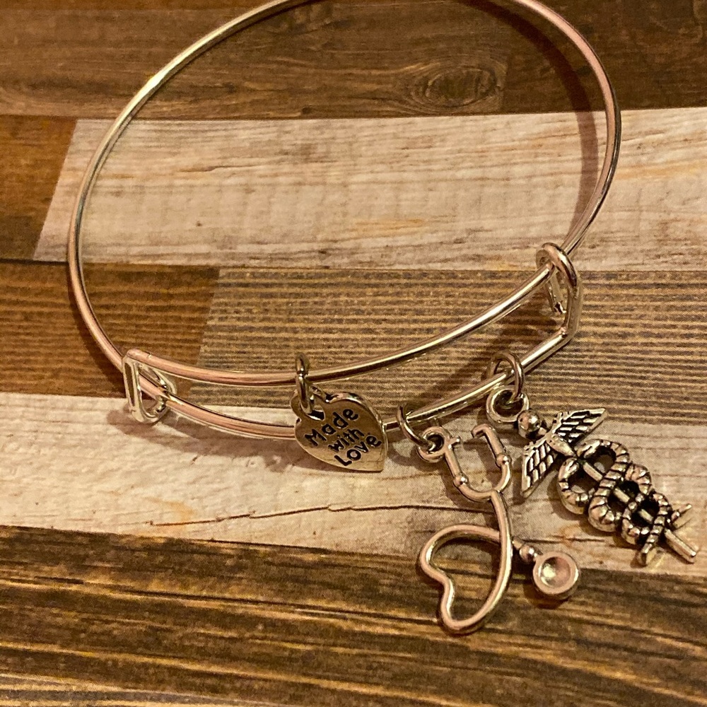 Stainless steel nurse charm bracelet